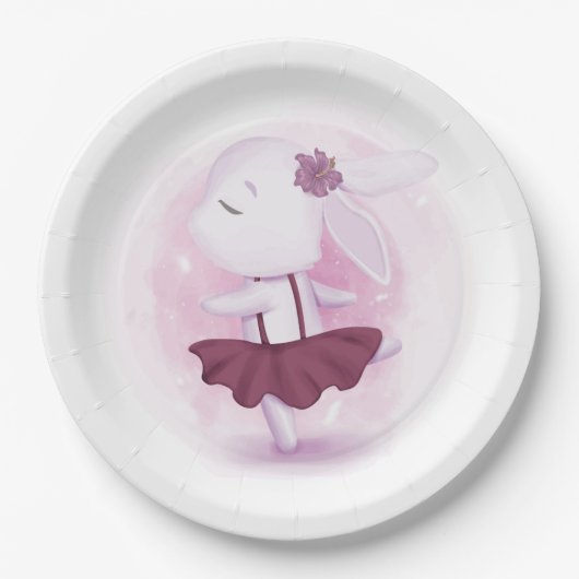 Girls Bunny Rabbit Party Ballerina paper plates Pappteller (Vorderseite)