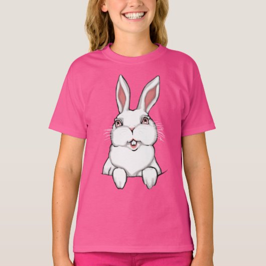 Girl's Bunny Shirt Pocket Easter Bunny Tee Shirt (Vorderseite)