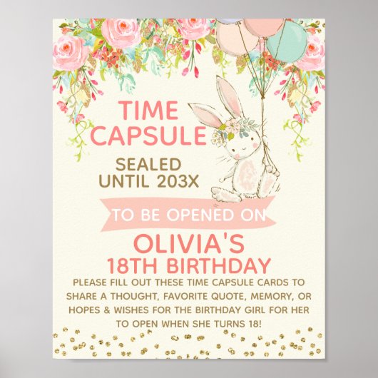 Girls Bunny Time Kapsel Schild 8 x 10 Zoll (Vorne)