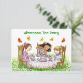 Girls & Butterflies Tea Party Garden Einladung (Stehend Vorderseite)