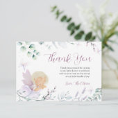 Girl's Butterfly Blume Babydusche Danke Karte (Stehend Vorderseite)