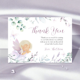 Girl's Butterfly Blume Babydusche Danke Karte
