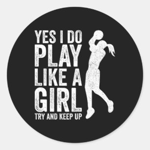 Girls Bysketbyll Player Kleidung Quotes Gift Play  Runder Aufkleber