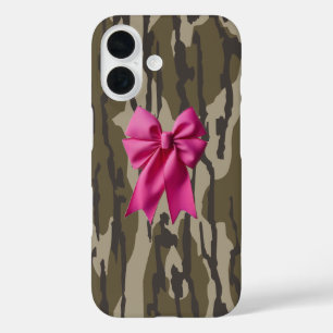 Girls Camouflage Pink Ribbon Bow Bottomland Camouf iPhone 16 Hülle
