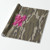 Girls Camouflage Pink Ribbon Bow Bottomland Camouf Geschenkpapier (Ungerollt)