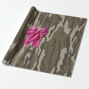 Girls Camouflage Pink Ribbon Bow Bottomland Camouf Geschenkpapier