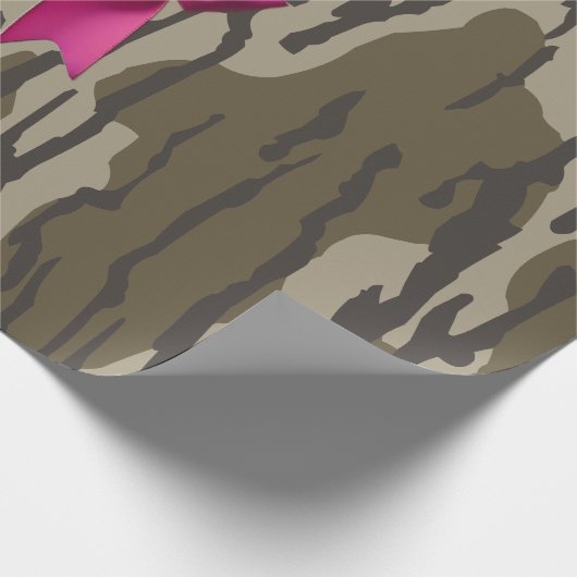 Girls Camouflage Pink Ribbon Bow Bottomland Camouf Geschenkpapier (Ecke)