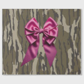Girls Camouflage Pink Ribbon Bow Bottomland Camouf Geschenkpapier (Flach)