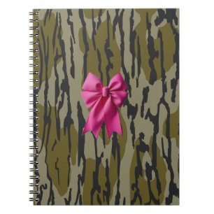 Girls Camouflage Pink Ribbon Bow Bottomland Camouf Notizblock