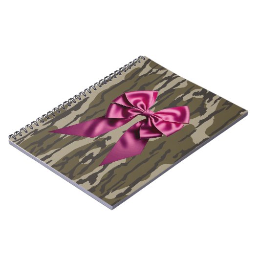 Girls Camouflage Pink Ribbon Bow Bottomland Camouf Notizblock (Linke Seite)