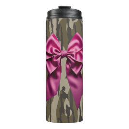 Girls Camouflage Pink Ribbon Bow Bottomland Camouf Thermosbecher