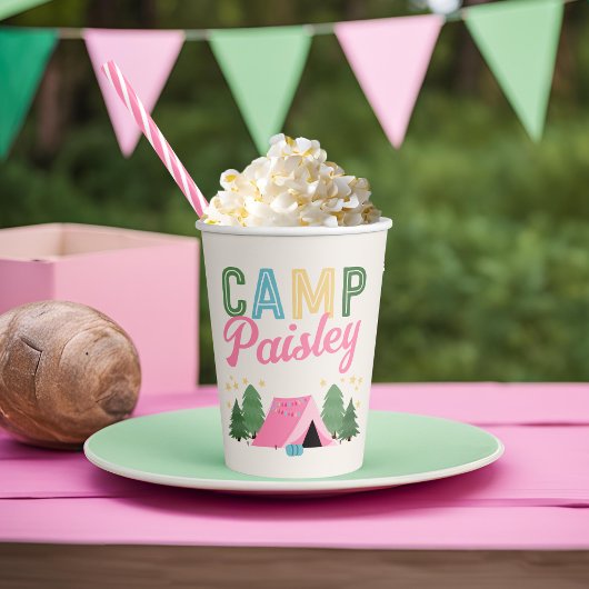 Girl's Camping Birthday Cups Pappbecher