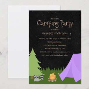 Girls Camping Party Einladung zur Geburtstagspar