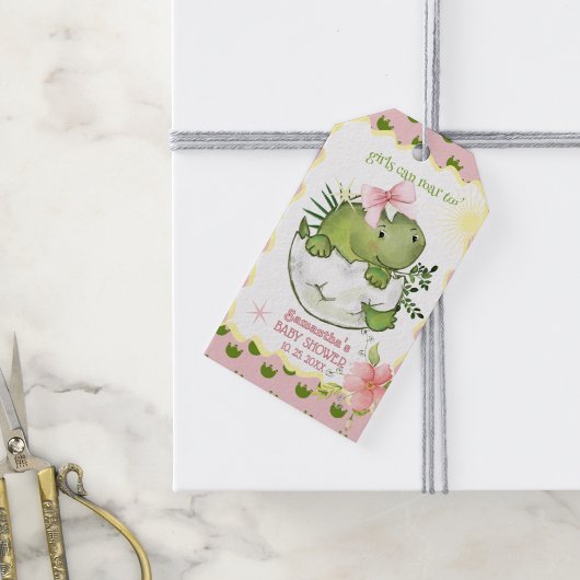 Girls Can Roar Too Personalized Baby Shower Favor Geschenkanhänger