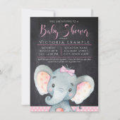 Girls Chalkboard Elephant Baby Shower Einladung (Vorderseite)