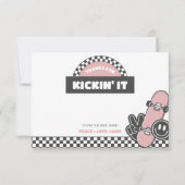 Girls' Checkered Skateboard Groovy Krass Geburtsta Dankeskarte (Vorderseite)