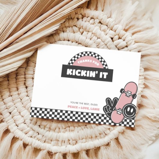 Girls' Checkered Skateboard Groovy Krass Geburtsta Dankeskarte