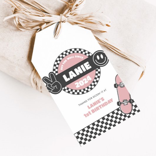 Girls' Checkered Skateboard Groovy Krass Geburtsta Geschenkanhänger