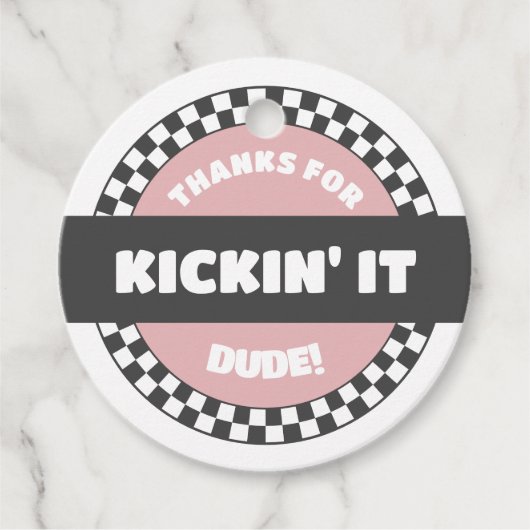 Girls' Checkered Skateboard Groovy Krass Geburtsta Geschenkanhänger (Vorderseite)