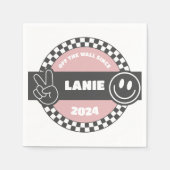 Girls' Checkered Skateboard Groovy Krass Geburtsta Serviette (Vorderseite)