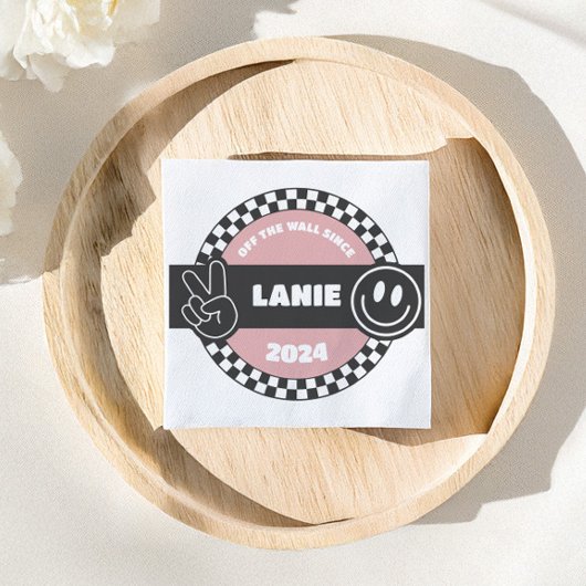 Girls' Checkered Skateboard Groovy Krass Geburtsta Serviette