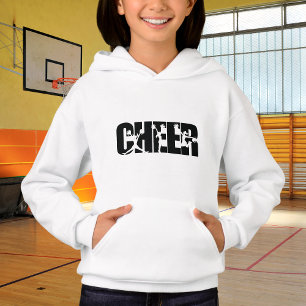 Girls Cheer Word Pom Pom Cheerleader Silhouette Hoodie