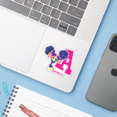 Girls CHEERLEADER Personalisiert als Monogramm Aufkleber (Laptop mit iPhone)