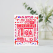 Girls Cheerleader Typografie in Red Postkarte (Stehend Vorderseite)