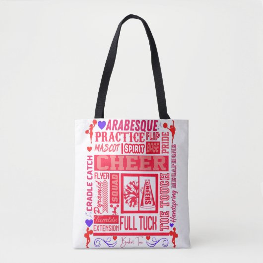 Girls Cheerleader Typografie in Red Tasche (Vorderseite)