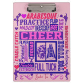 Girls Cheerleading Lila Typografie Klemmbrett (Vorderseite)