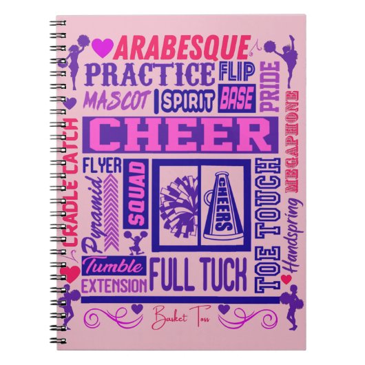 Girls Cheerleading Lila Typografie    Notizblock (Vorderseite)