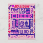 Girls Cheerleading Lila Typografie Postkarte (Vorderseite)