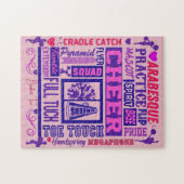 Girls Cheerleading Lila Typografie Puzzle (Horizontal)