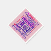 Girls Cheerleading Pink und Lila Word Art Serviette (Ecke)