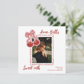 Girls Cherry Sweet 16th Birthday Invitation Einladung (Stehend Vorderseite)