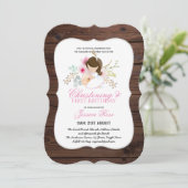 Girls CHRISTENING und 1. BIRTHDAY Girl Floral Einladung (Stehend Vorderseite)