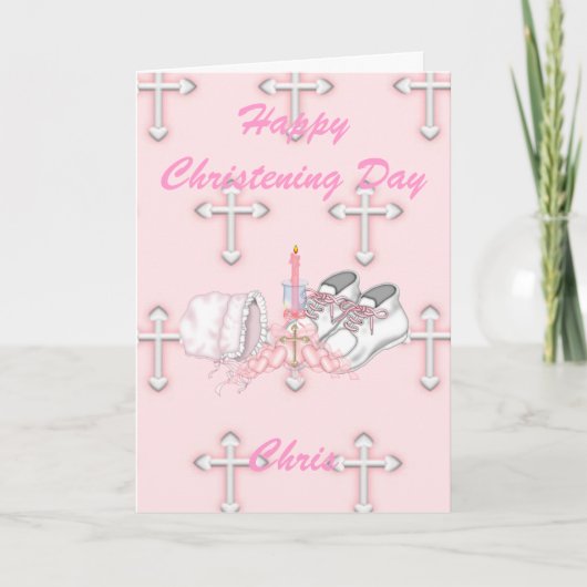 Girls Christening Wish Karte (Vorderseite)