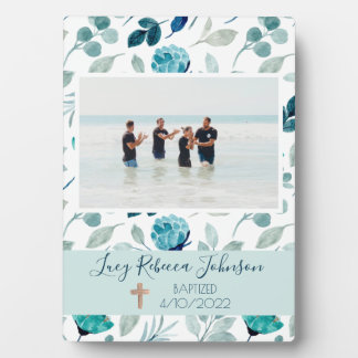 Girls Christliche Taufe Gedenkfeier Plaque Blue Fotoplatte