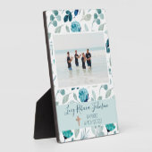 Girls Christliche Taufe Gedenkfeier Plaque Blue Fotoplatte (Seite)