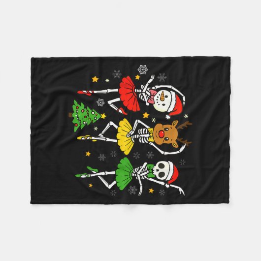 Girls Christmas Ballet Skeleton Ballerina Women Sk Fleecedecke (Vorderseite (Horizontal))