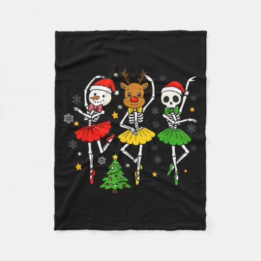 Girls Christmas Ballet Skeleton Ballerina Women Sk Fleecedecke (Vorderseite)