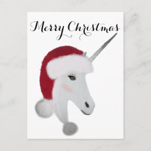Girls Christmas Unicorn White Red Glam Girls Postkarte