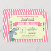 Girls Circus Karneval Ticket Einladung zum Geburts (Vorne/Hinten)