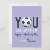 Girls Classroom Soccer Valentines Card Einladung (Vorderseite)