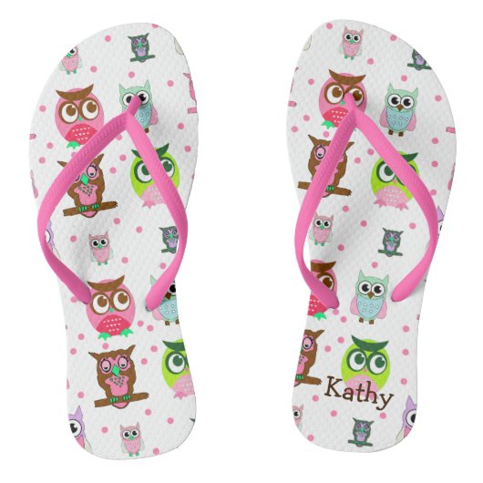 Girl's Colorful Cartoon Owl Flip Flops Badesandalen (Fußbett)