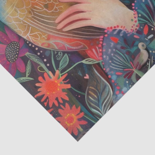 Girls Colorful Floral Decoupage Collage Seidenpapier (Ausschnitt)