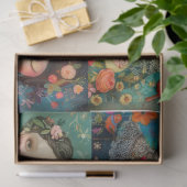 Girls Colorful Floral Decoupage Collage Seidenpapier (Geschenk)