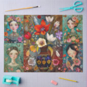 Girls Colorful Floral Decoupage Collage Seidenpapier (Basteln)