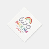 Girls Colorful Two Much Fun Rainbow 2nd Birthday Serviette (Ecke)