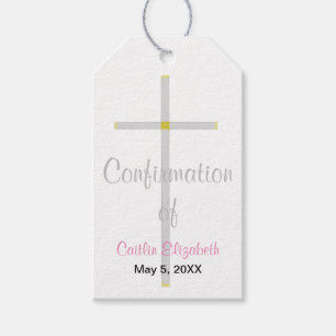 Girl's Confirmation Danke eures Silberkreuzrosa Geschenkanhänger